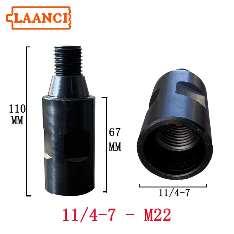 LAANCI 1 pièce Adaptateur de filetage pour forets diamantés, convertisseur de connexion mâle 11-4-7 vers femelle M22, outils de construction
