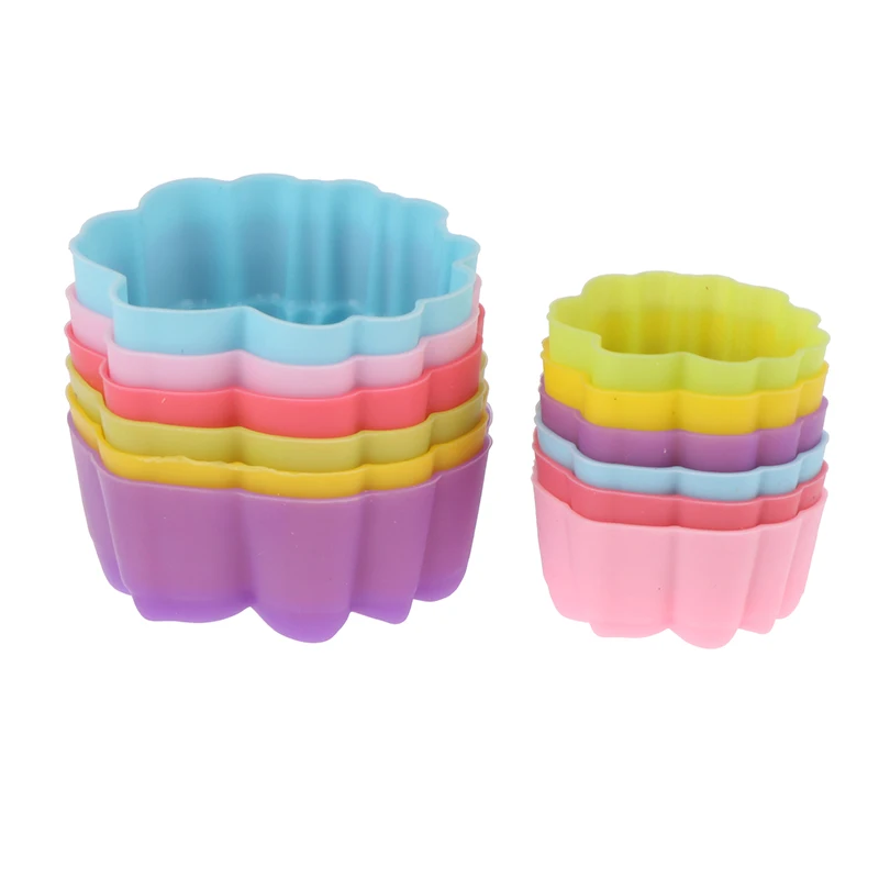 5Pcs 3/5cm Lotus Silicone Mold Cupcake Cake Mold Muffin Baking Nonstick and Heat Resistant Reusable Silicone Cake Molds