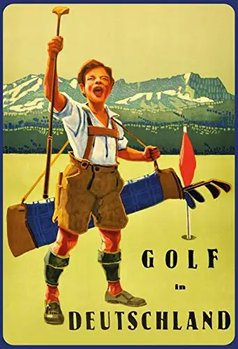 Golf in Germany Theme Metal Tin Sign 8x12 Inch Home Kitchen Garage Decor Retro Tin Sign