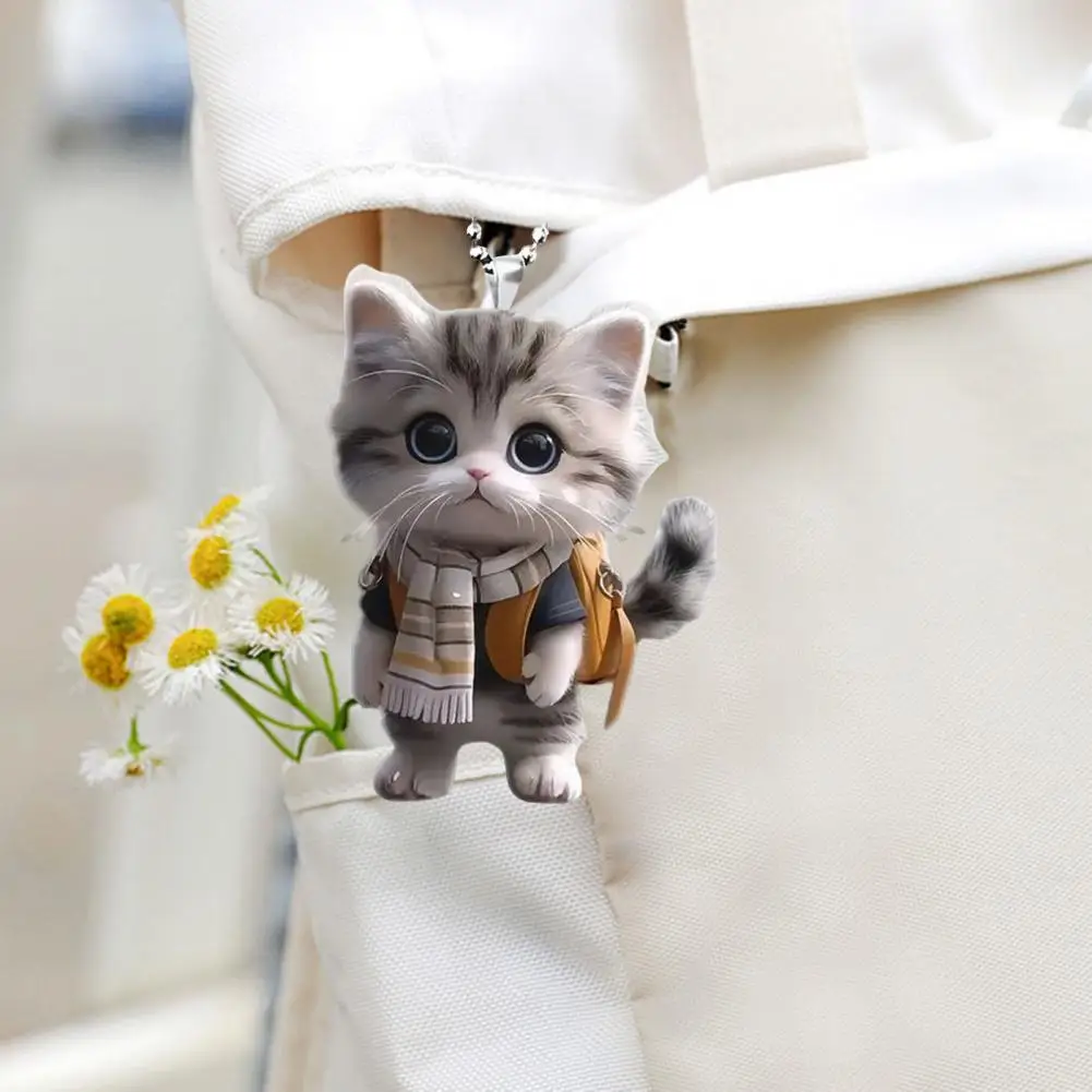 Cat Lover Car Accessory Cat Christmas Ornament Car Accessory Acrylic Cat Car Ornament Keychain Pendant for Christmas for Easy