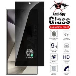 3pcs Privacy Tempered Glass For Samsung Galaxy S24 Ultra S24 Plus Anti Spy Screen Protector S23 Ultra Fingerprint Unlock Glass