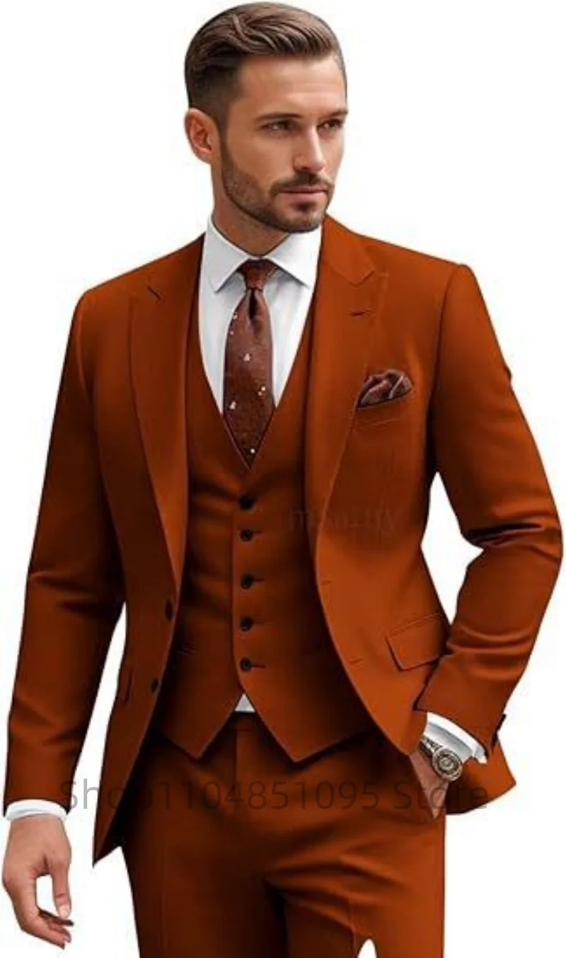Full Men's Suits Two-Buttons Peak Lapel Slim Fit Suit Blazer Business Activities Stage Costume Evening Party Graduation Party