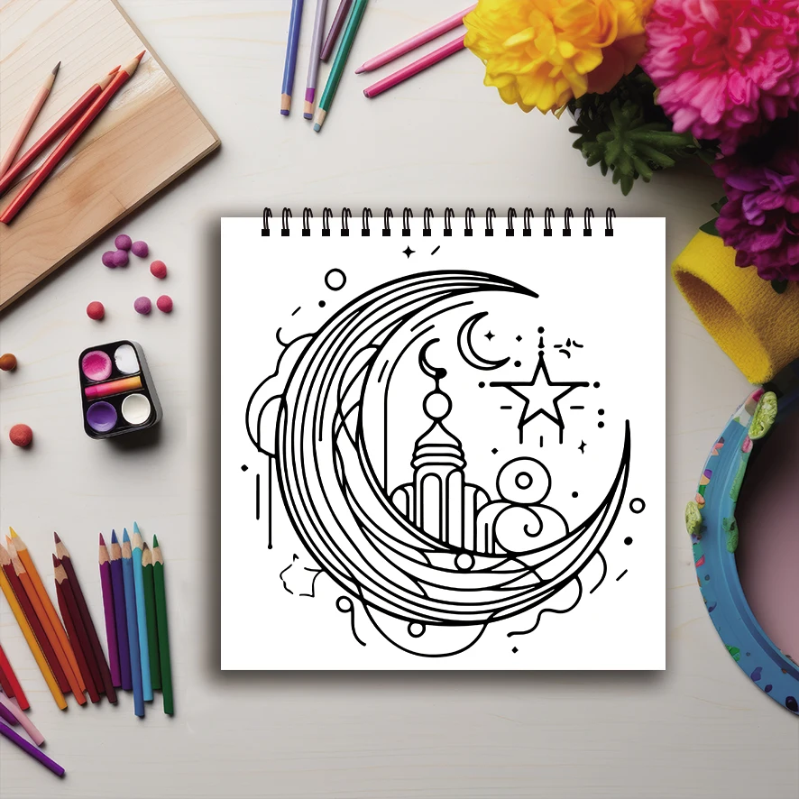 Livro para colorir Lua e Estrelas - 8,27 x 8,27 polegadas Livro para colorir de 32 páginas - presente ideal para família ou amigos