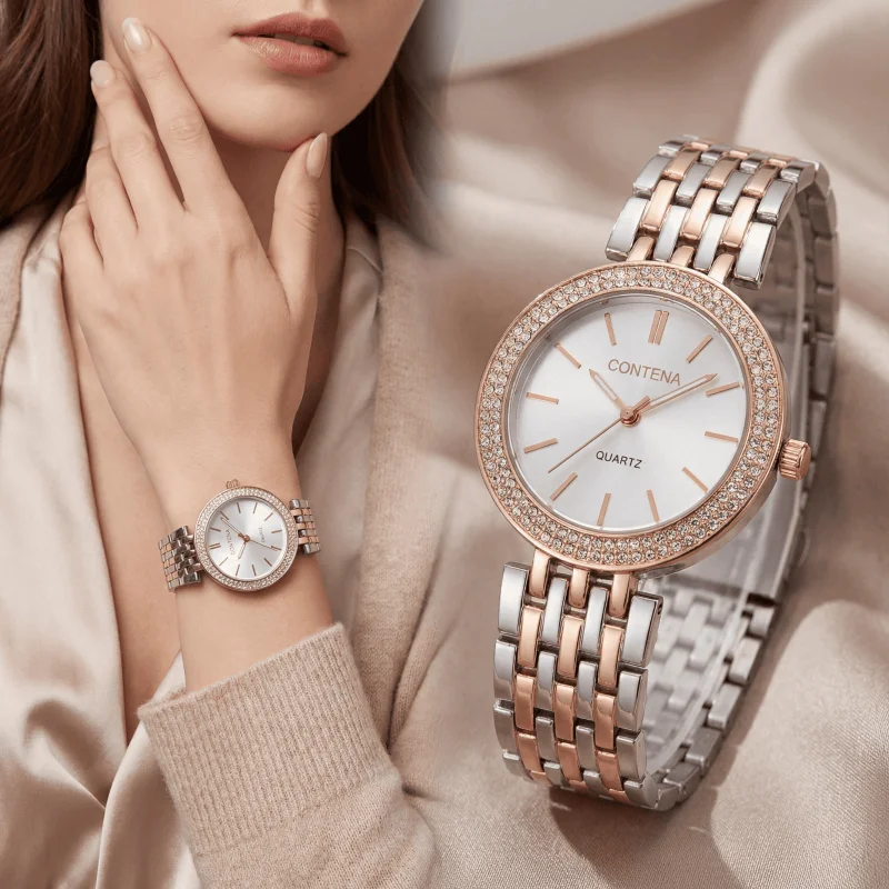 Fashionable Ladies Watch Light Luxury Stainless Steel Band Quartz Watches for Woman Elegant Dress Woman Watches Reloj Para Mujer
