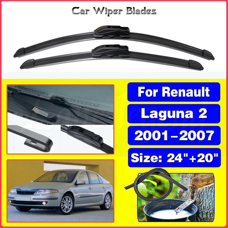 Car Wiper For Renault Laguna 2 2001-2007 Front Wiper Blades Soft Rubber Windscreen Wipers Auto Windshield 24