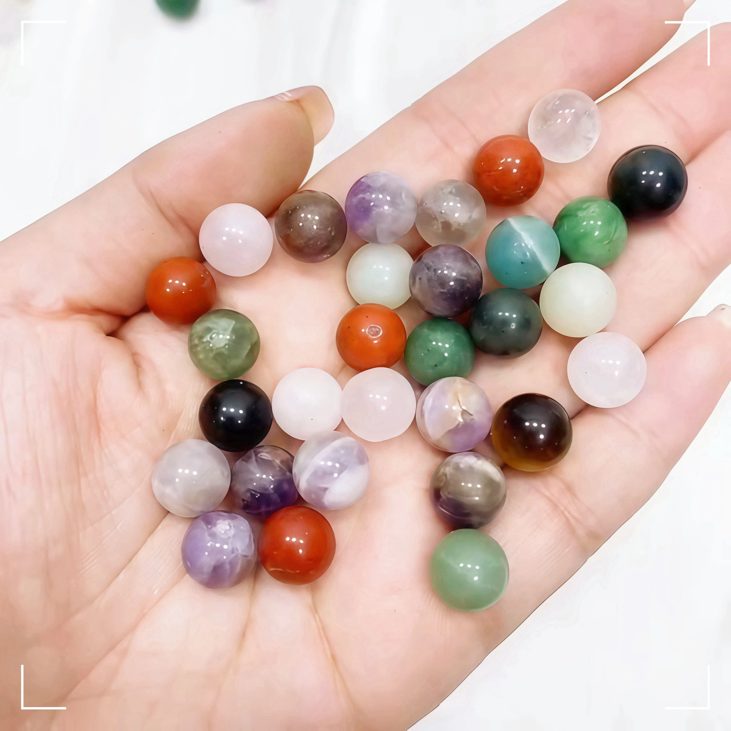 Natural Crystal Round Bead 10MM Mini Quartz Ball Gemstone Crystal Reiki Energy Nonporous DIY Jewelry Crafts Fish Tank Home Decor