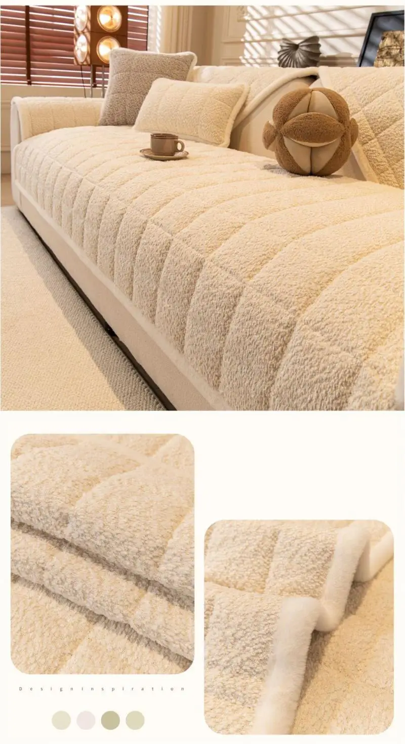 Winter-Sofakissenstoff, einfarbig, Chenille, dick, warm, bequem, Sofabezug, schlichter Stil, rutschfeste Sofabezug-Polsterung – Detail 9