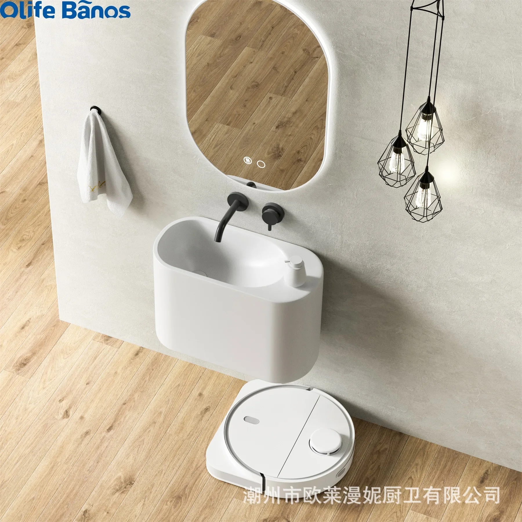 Wall-mounted mini washbasin Multi-color and elegant small apartment bathroom Artificial stone wall-mounted