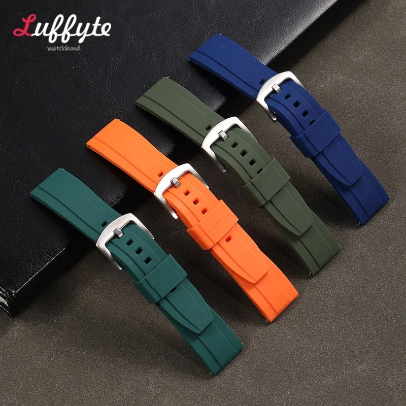 Soft Rubber Silicone Watch Band Quick Release Bracelet Watch Strap Sports Waterproof Watch Strap 20mm 22mm Replacement Wristband