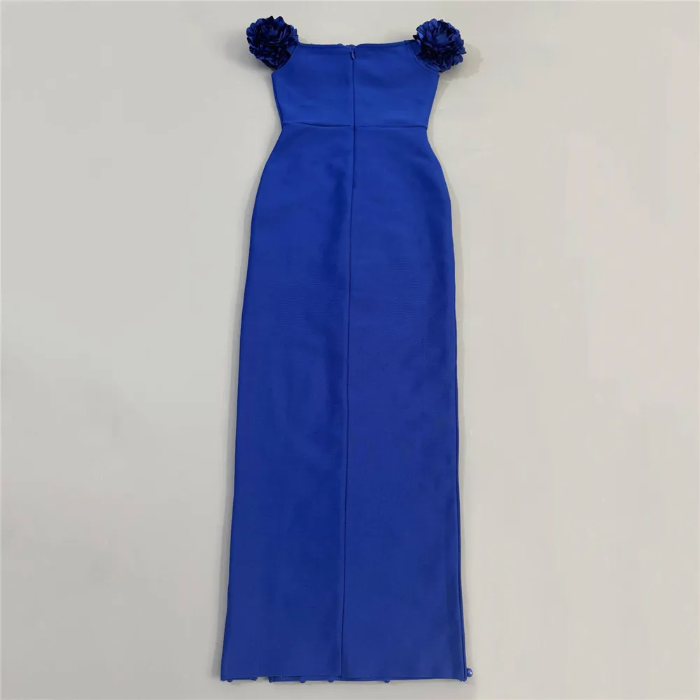 2026 New Luxury Bandage Dress Off Shoulder Flowers Pearls Open Leg Ankle Length Birthday Celebrity Evening Club Party Dresses