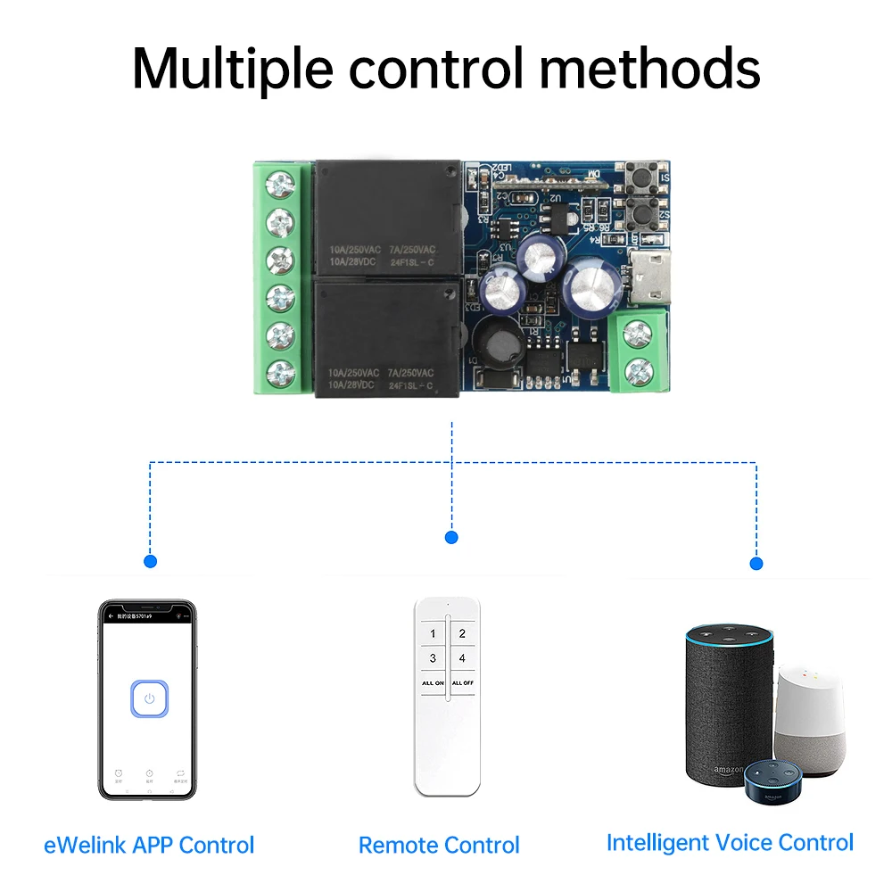 EWelink WIFI Smart Switch Type C 5V/DC7-48V 2-CH 10A Relay Module Wireless Remote Control For Alexa Googole Home Voice Control