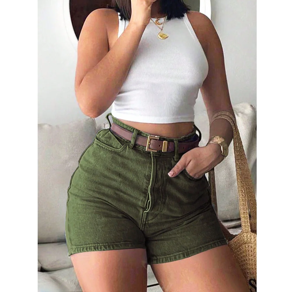 Women Summer Denim Shorts High Waist Retro Slim Skinny Stretch Jean Hot Short Pants for Ladies view 4