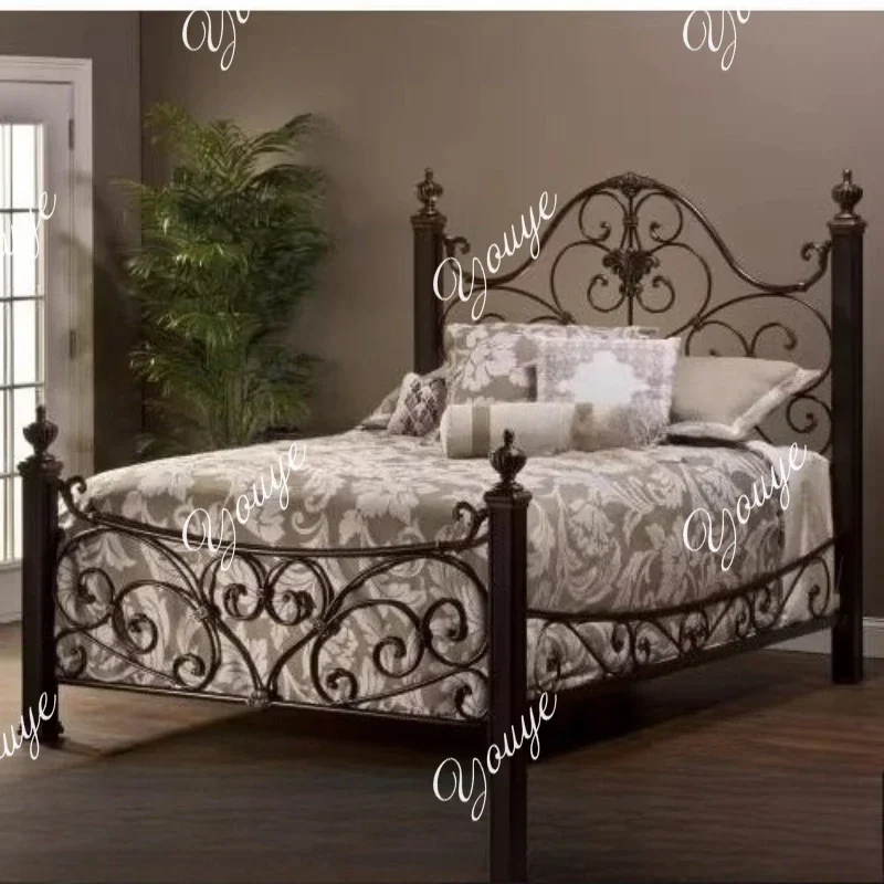 XM Frames Andbed Bases Headboard Bedroom Furniture Princess Bed 180x200cm Luxury King Sizebed Double Beds Retro Wrought Iron Bed