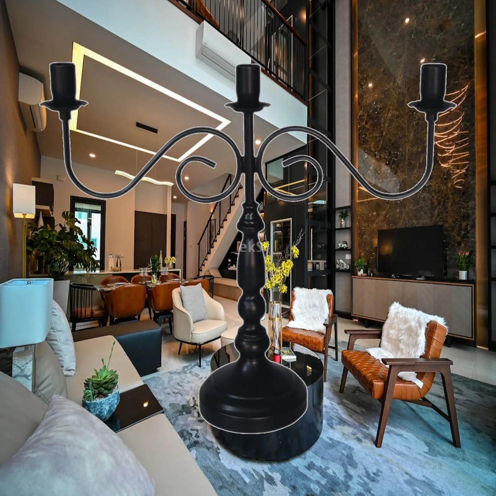 European Vintage Iron Candleholder Elegant Table Centerpiece for Home Decor Party Dining and Photo Prop