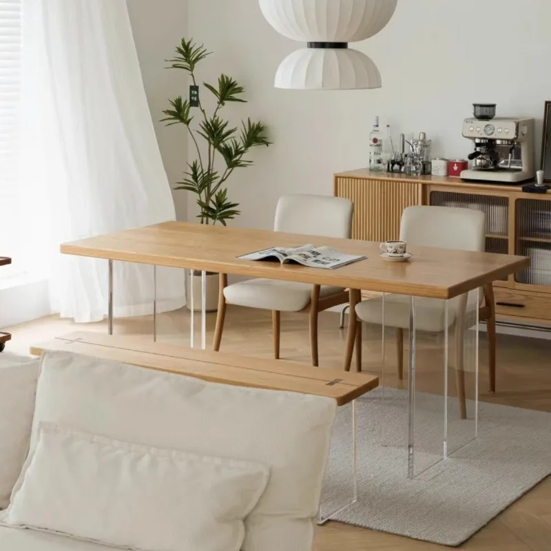Italian Acrylic Solid Wood Floating Table Modern Simple Living Room Bedroom Workbench Home Furniture Mobili Da Studio FYFD