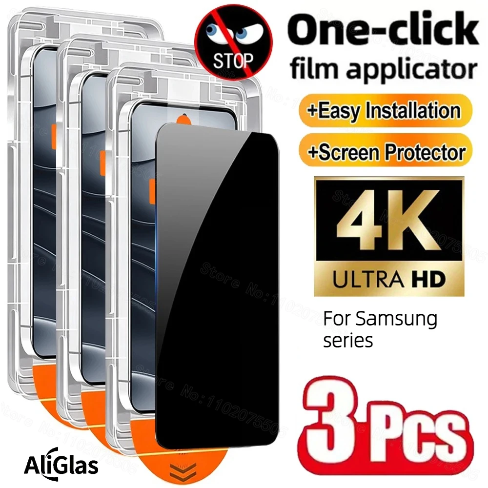 

One-Click Installation Tempered Glass Anti-spy Films for Samsung S26 S25 S24 Ultra Plus series Film Protect For Galaxy note10 20