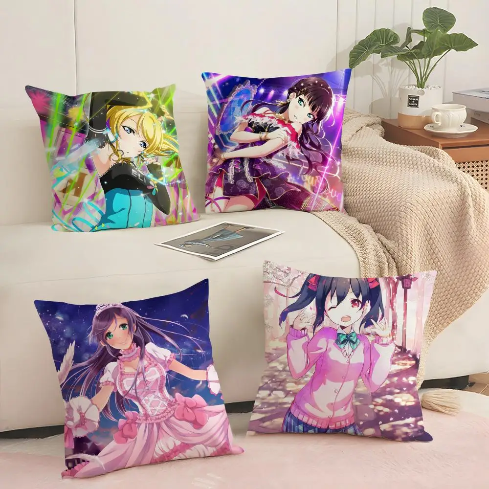 

Anime L-Love Live Pillow Case Silky Short Plush with Invisible Zipper Dustproof Sofa Cushion Cover for Home Decor