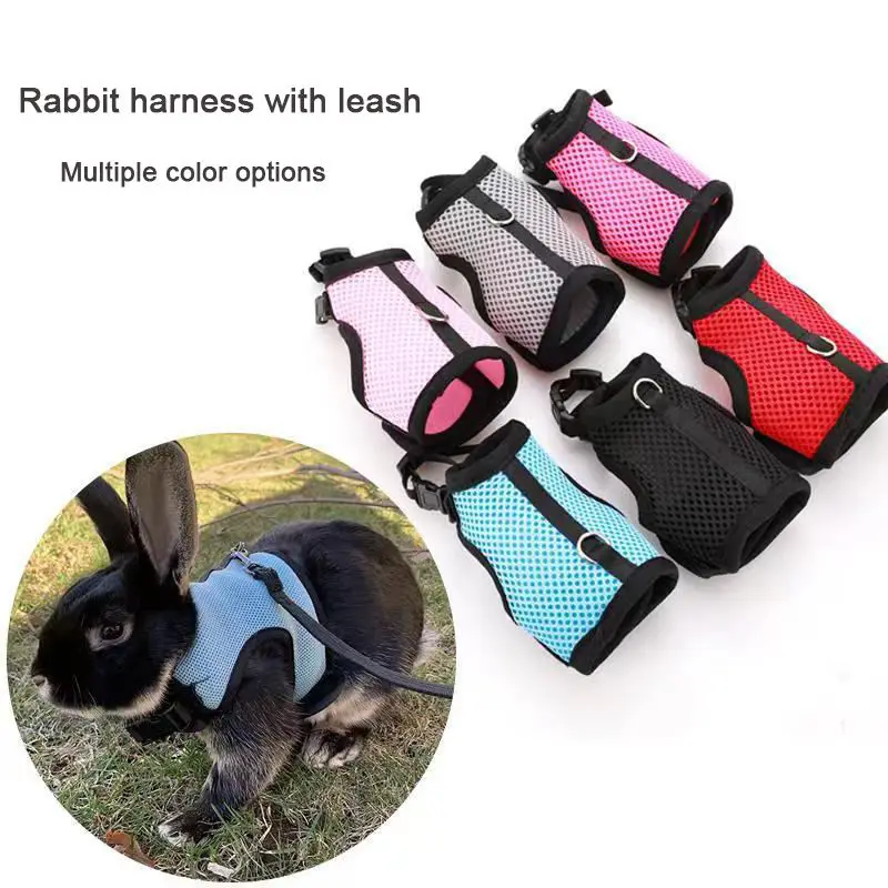 Juego de arnés y correa para conejos, accesorios para mascotas, chaleco, correas para conejos para caminar al aire libre, suministros para mascotas