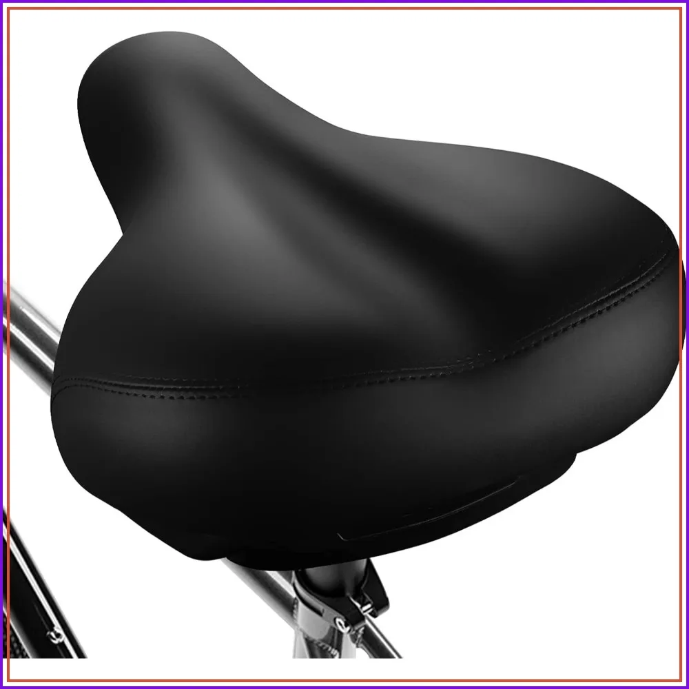 

Extra Wide Bike Seat, Comfortable Memory Foam Saddle - Universal Fit for Men/Women, Waterproof Leather, Shock Absorbing