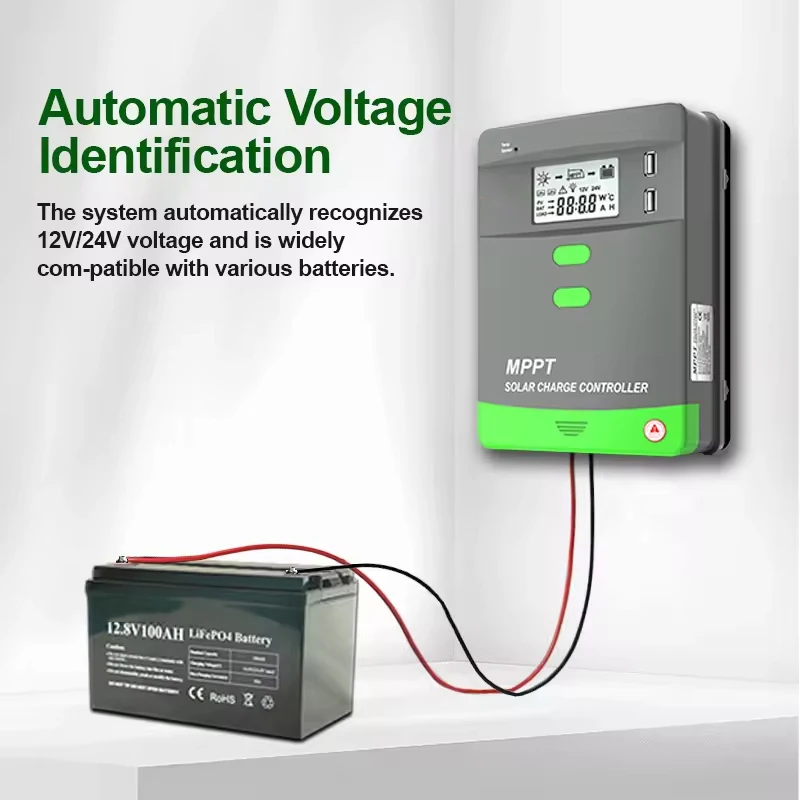 

MPPT 40A 30A 20A Solar Charge Controller 12V 24V Auto Battery Solar Panel Regulator for LiFePo4 Lithium Lead Acid LCD Dual USB