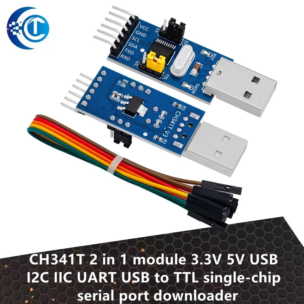 CH341T 2 in 1 module 3.3V 5V USB to I2C IIC UART USB to TTL single-chip serial port downloader