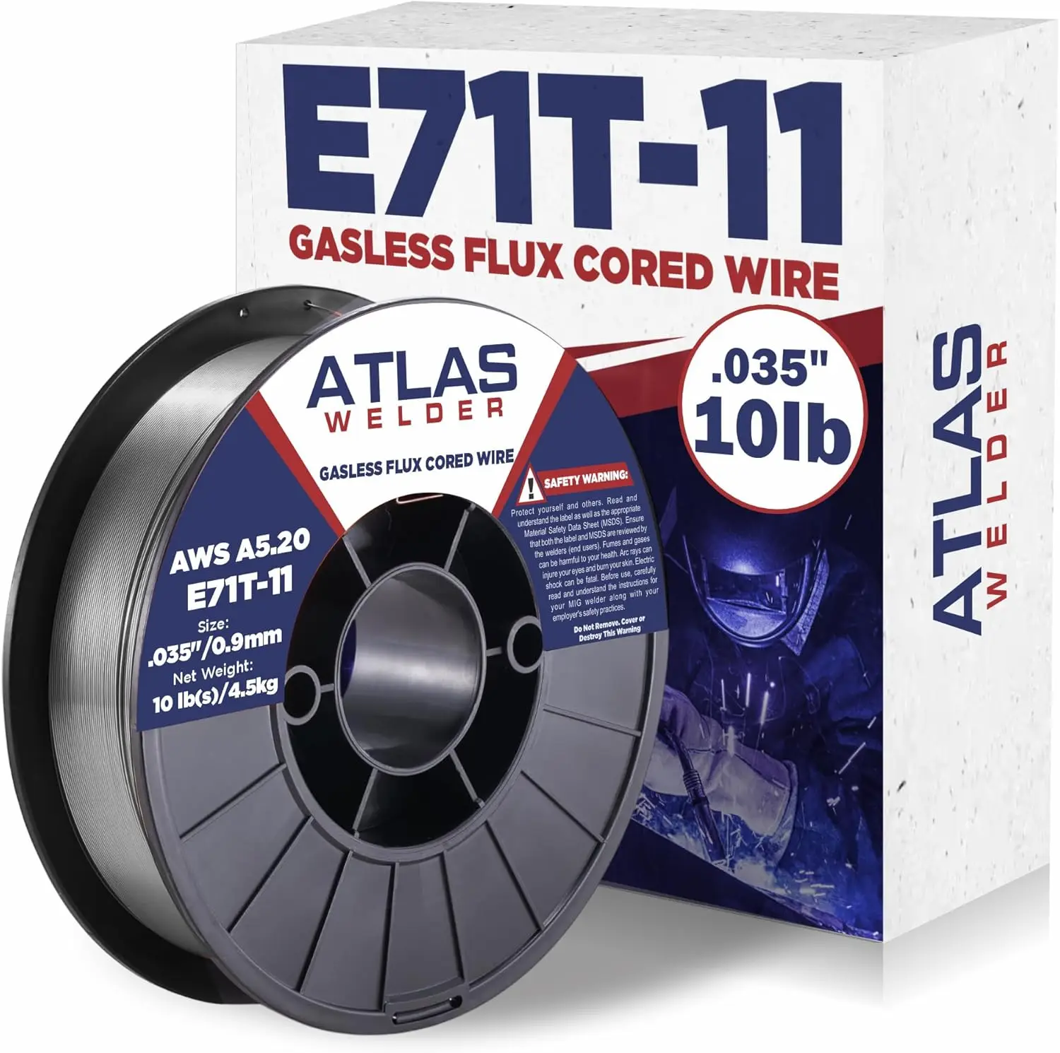 Flux Core Welding Wire, E71T-11 .035 Inch 10LB, Gasless Mild Steel MIG Wire with Low Spatter for All Position Welding