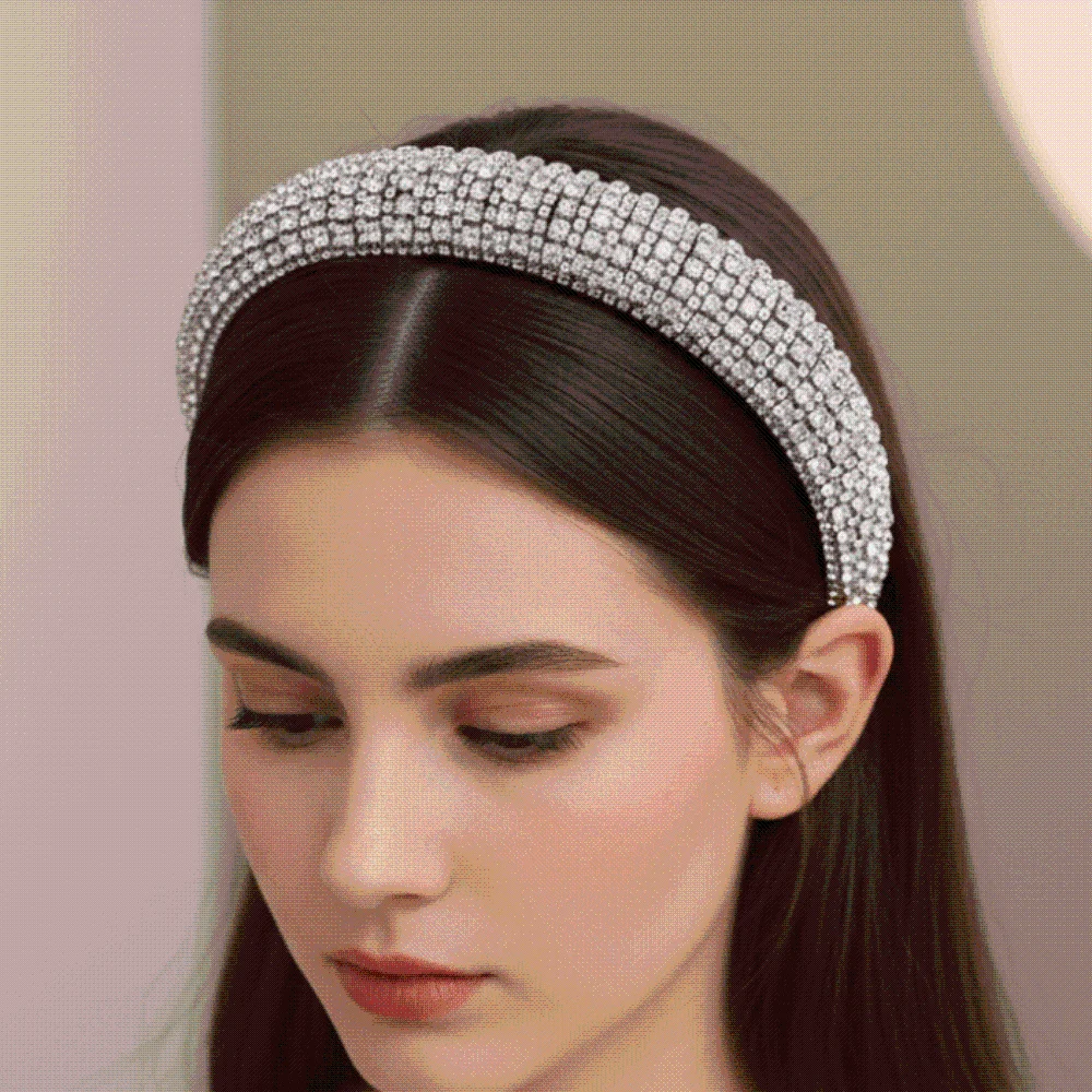 

Sparkly Hairband Padded Rhinestone Headband Baroque Luxury Crystal Hairband Non-slip Handmade Sponge Hair Hoop Wedding