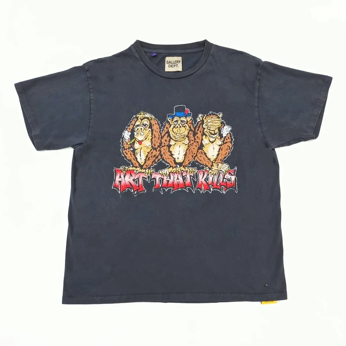 Gallery Dept orangutan alphabet print short sleeve washing water do old casual T-shirt