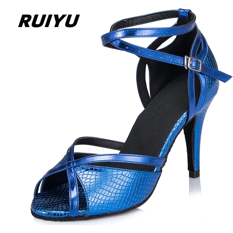 Summer Latin Dance Shoes Women\'s Salsa Tango Ballroom Party Girls High Heels Blue Silver Orange Women\'s Sandals