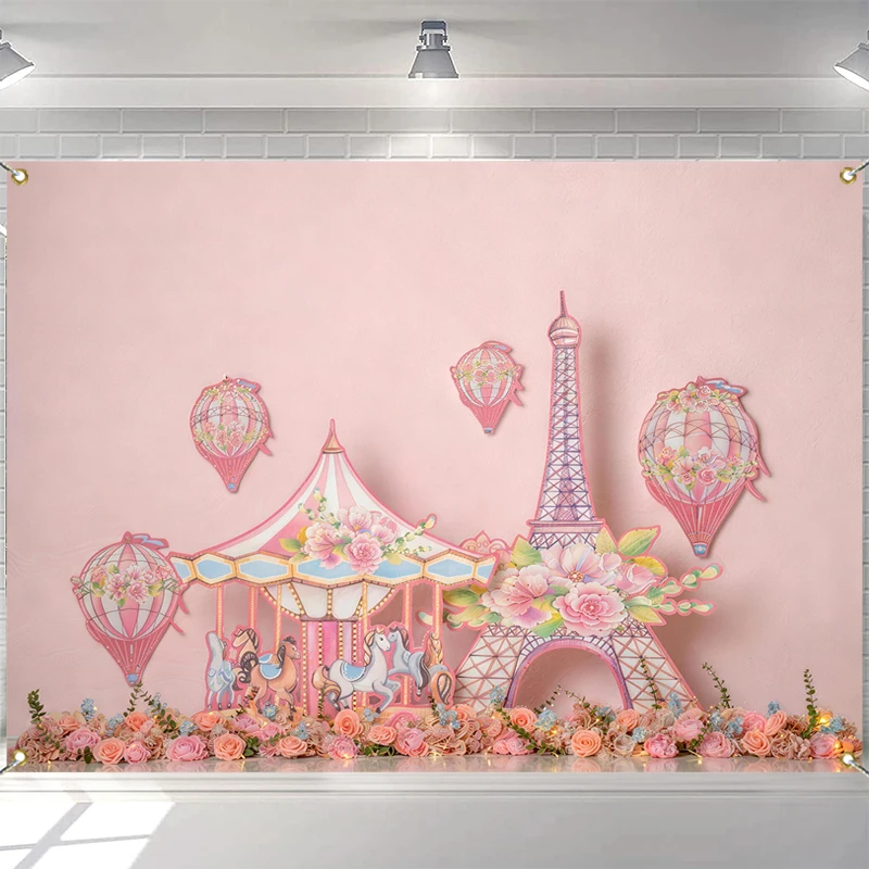 

LS Circus Amusement Park Backdrops Kids Birthday Child Cake Smash Baby Photostudio Props Boy Summer Ferris Wheel Background