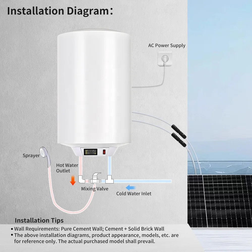 OPTEN Home Solar PV & Electric Water Heater 50L/60L/80L/100L Wall-Mounted Energy-saving & Cost-effective RV & Household Use - view 6