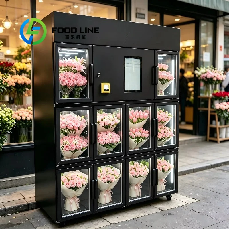 Custom Size Fresh Cut Flower Vending Machine Power Consumption Touchless Payment Intelligent Bouquet Retail For Airport Lobby