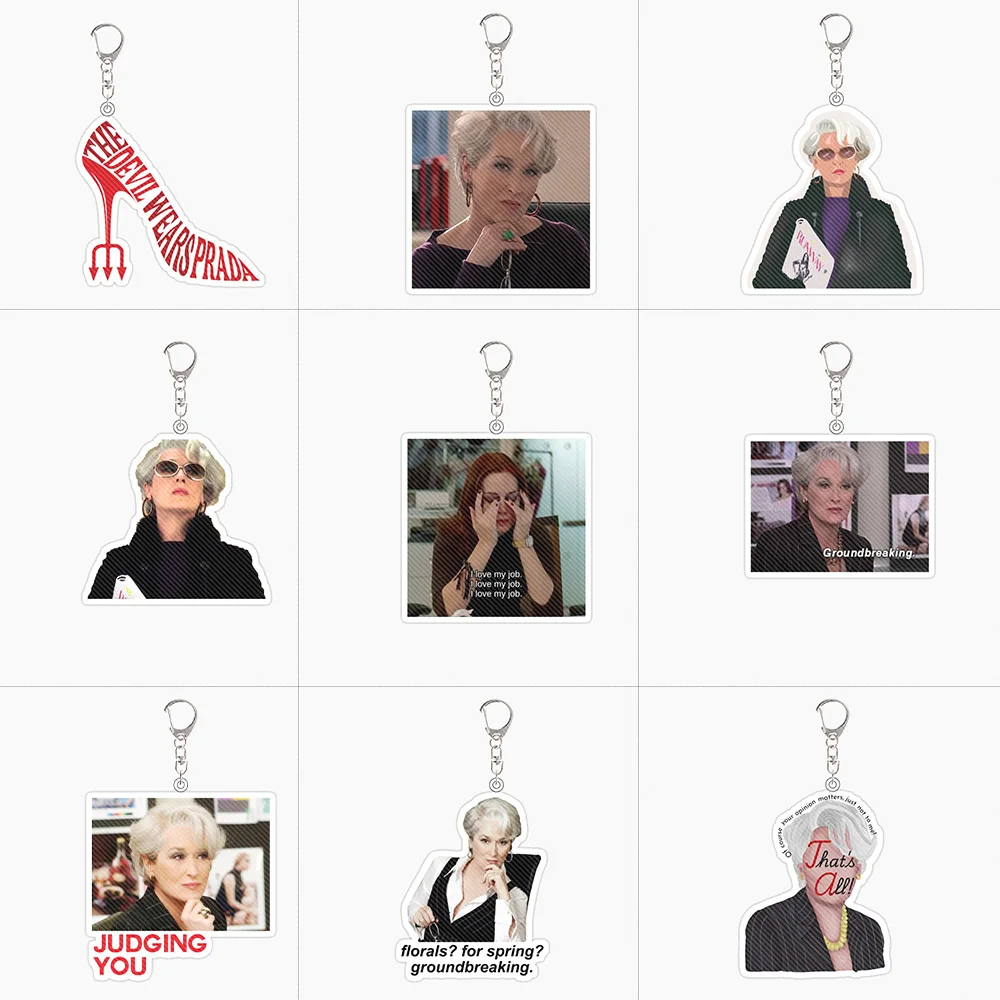 Popular Movie TDWP Peripheral Miranda Priestly 5cm Acrylic KeyChain Custom Cartoons Creativity Backpack Pendant Festival Gift
