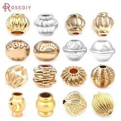 High Quality 18K Gold Color Brass Round Ball Lantern Spacer Beads Diy Jewelry Making Supplies Bracelets Accessories for Women