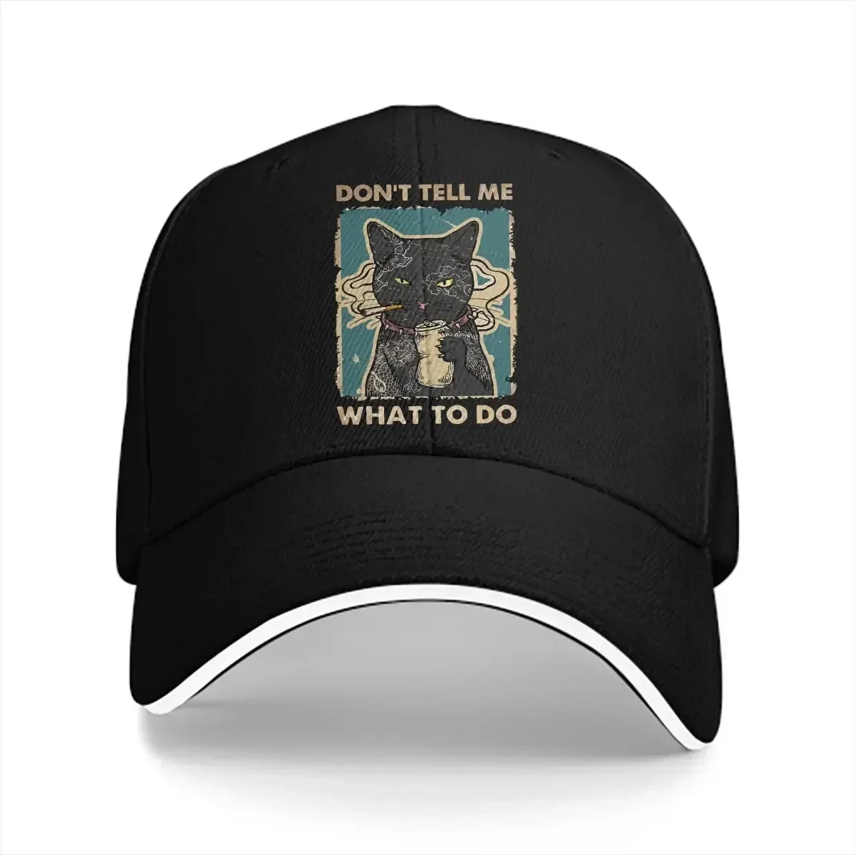 Summer Cap Sun Visor Black Cat Smoking Dont Tell Me What to Do Hip Hop Caps Cat Lover Cowboy Hat Peaked Hats