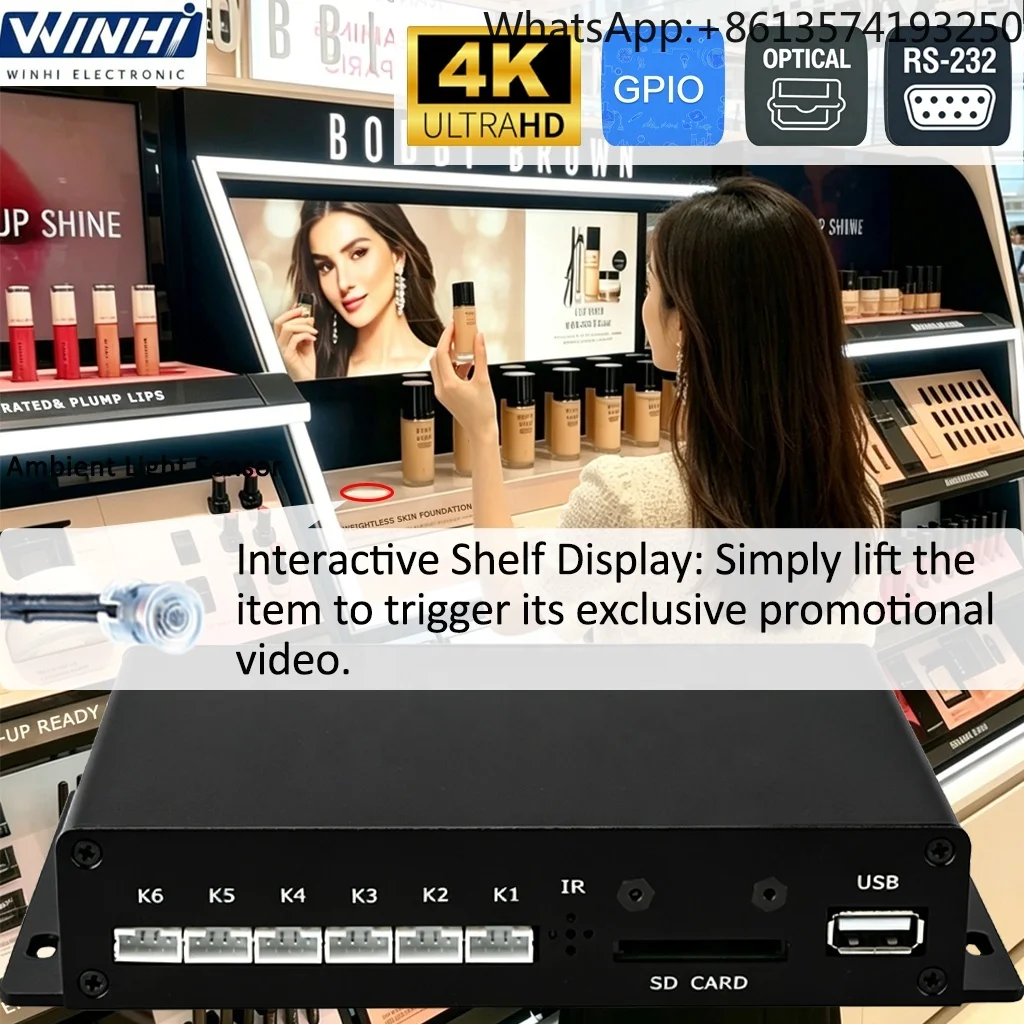 MPC1005 UHD 4K HD-MI Smart Motion Activation Digital Media Box Support Pickup up Merchandise to Play Video in Digital Signage