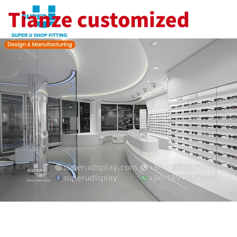 

(Customized) optic frame elegant display furnituretailor design shop counter wall shelf eyeglass showroom Interior dec