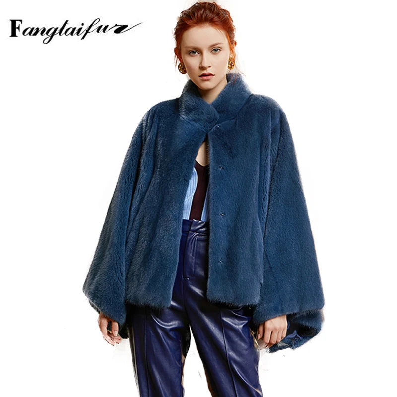 

Ftangaiur Winter Female Import Velvet Mink Fur Coat Mink Coat Women Jacket Mandarin Collar Short Natural Real Mink Fur Coats