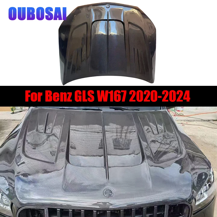 For Mercedes Benz GLS Class W167 2020-2024 Carbon Fiber Hood Engine Cover Hood Car Headliner Hood Cover Car Accessories