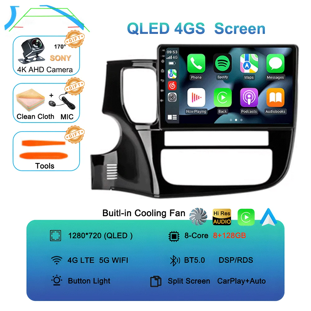 Android 16 Auto Autoradio voor Mitsubishi Outlander XL 3 2012-2018 GPS Navigatie Stereo Multimedia Videospeler Carplay WIFI+4G