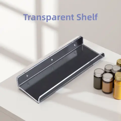 Clear Acrylic Shelf Wall Hanging Panel Perforated Bathroom Toilet Kitchen Storage Rack Acrylic Thickened Strong Stickers