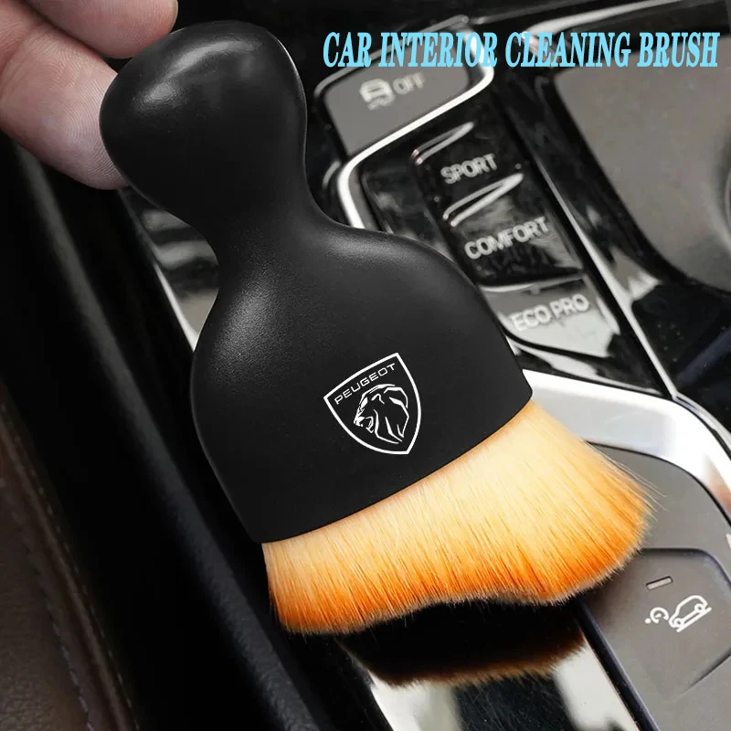 1Pcs Car Emblem Cleaning Soft Brush Dust Remover Tool For Peugeot 408 4008 308 3008 Rifter 5008 508 2008 208 301 RCZ 407 108 608