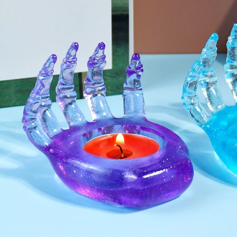 DIY Creative Claw Shape Silicone Candle Holder Mold Desktop Decoration Ornament Halloween Candle Stand Epoxy Resin Casting Mould