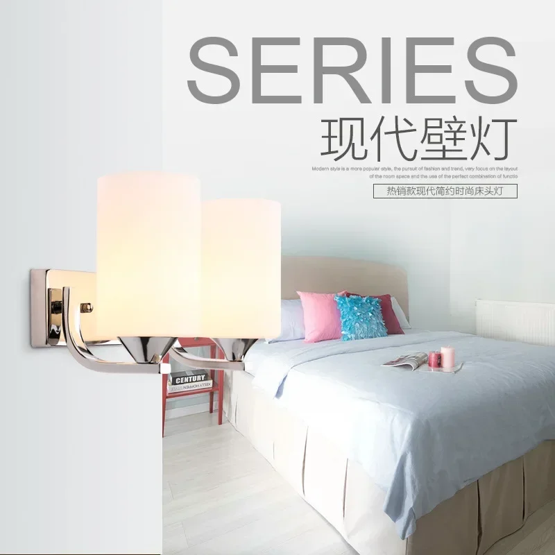 Frosted Glass Wall Light Modern E27 LED Mirror  Lamp Corridor Bedroom Living Room Bedside Lighting Lampada Sconce