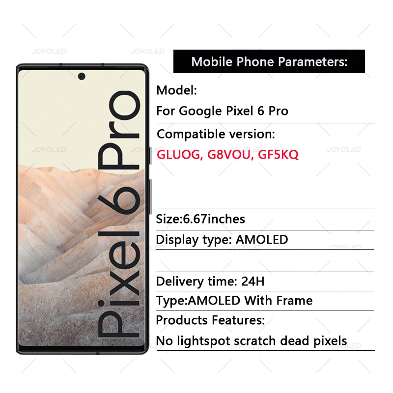 6.7'' Super AMOLED For Google Pixel 6 Pro GLUOG, G8VOU LCD Display Touch Screen Digitizer With Frame For Google Pixel6 Pro LCD image 2