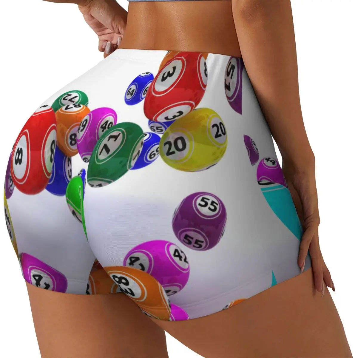 

Women Yoga Shorts Colorful Bingo Balls Workout Shorts Fitness quick-dry Ladies Yoga Gym Running Short Pants Sportswear