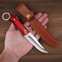 New Stainless Steel Knife EDC Tool Survival Knife Outdoor Camping Small Straight Knife with Leather Sheath