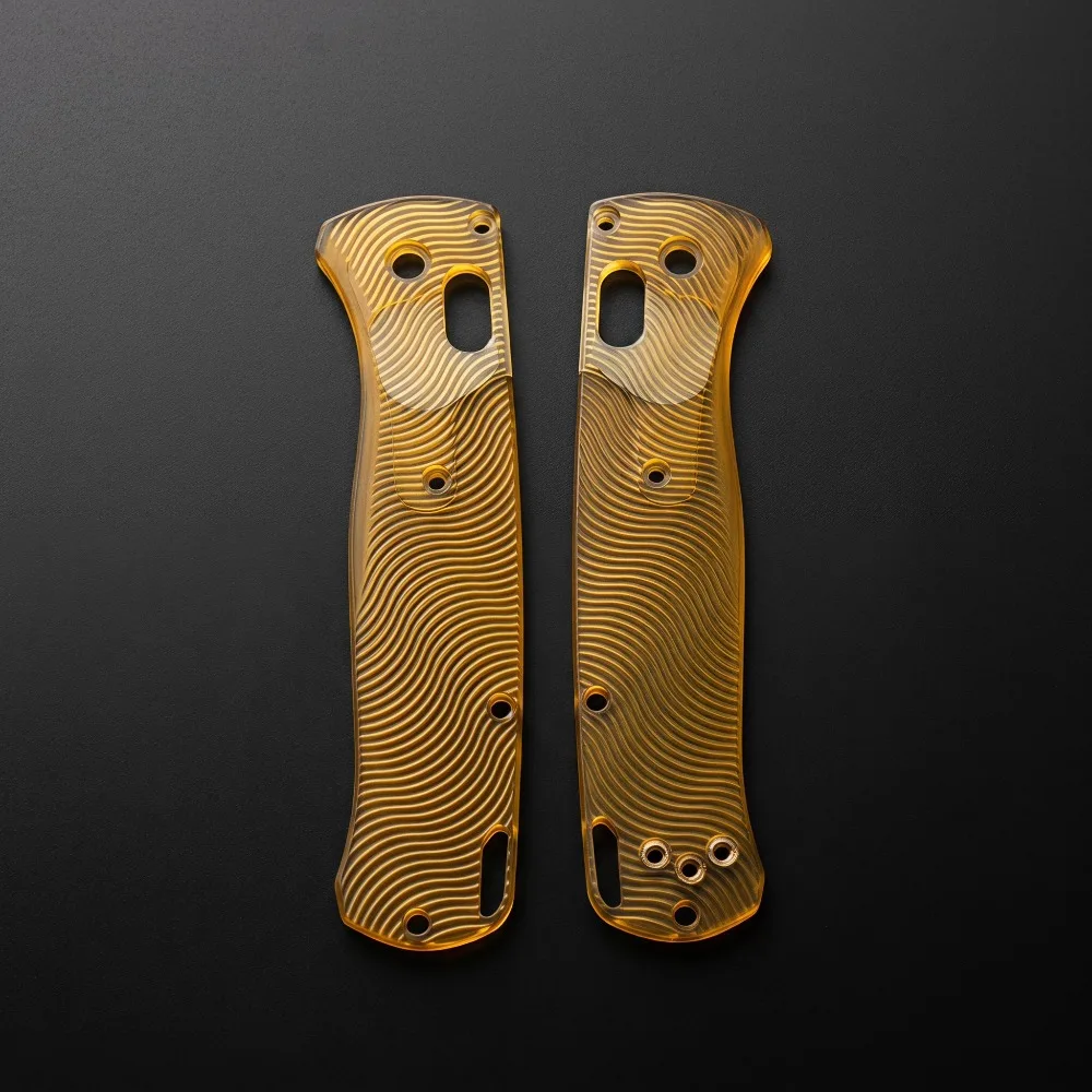 535 Glossy Amber Transparent PEI Scales Wavy Textured Surface Custom Handmade Folding Knife Handle Blanks