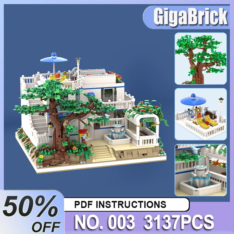 

Новый MOC 003, вилла для отпуска, модульная совместимая дисплей, строительные блоки, кирпичи, головоломки, игрушки, рождественские подарки для детей