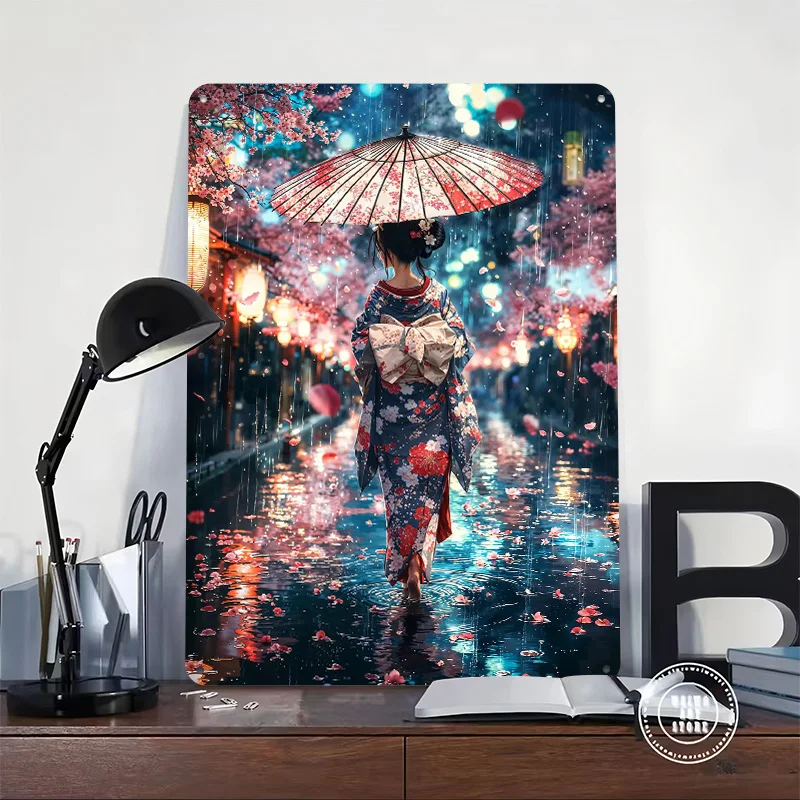 من خلال المطر، ملصق معدني لتزيين الغرفة، علامات قصدير معدنية قابلة للتخصيص لتزيين جدران الفن القديم #2